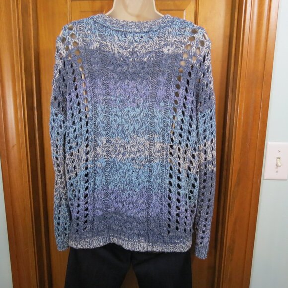 Curio New York Women's Pullover Sweater Blues Loose Weave Size Large - Picture 6 of 10